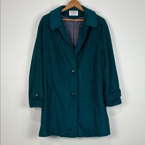 Kashmiracle Teal Women's Coat Large Wellington Soft Vintage Peacoat Button Front